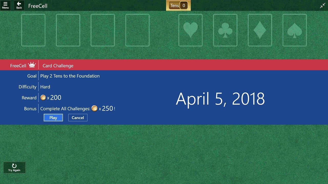 solution to microsoft solitaire collection problem may 2018